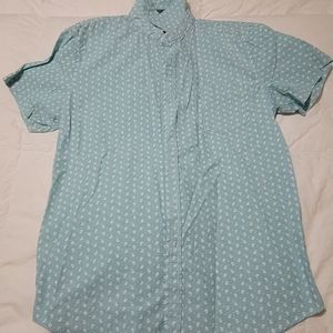 Michael Brandon Short Sleeve Button-Up Men’s Large | Light Blue Print | Great